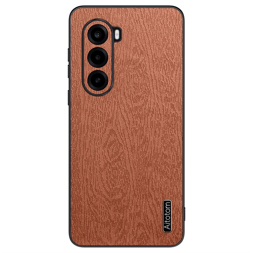 For OnePlus Turbo 6X 5G Case Wood Texture PU Leather Coated PC TPU Phone Cover