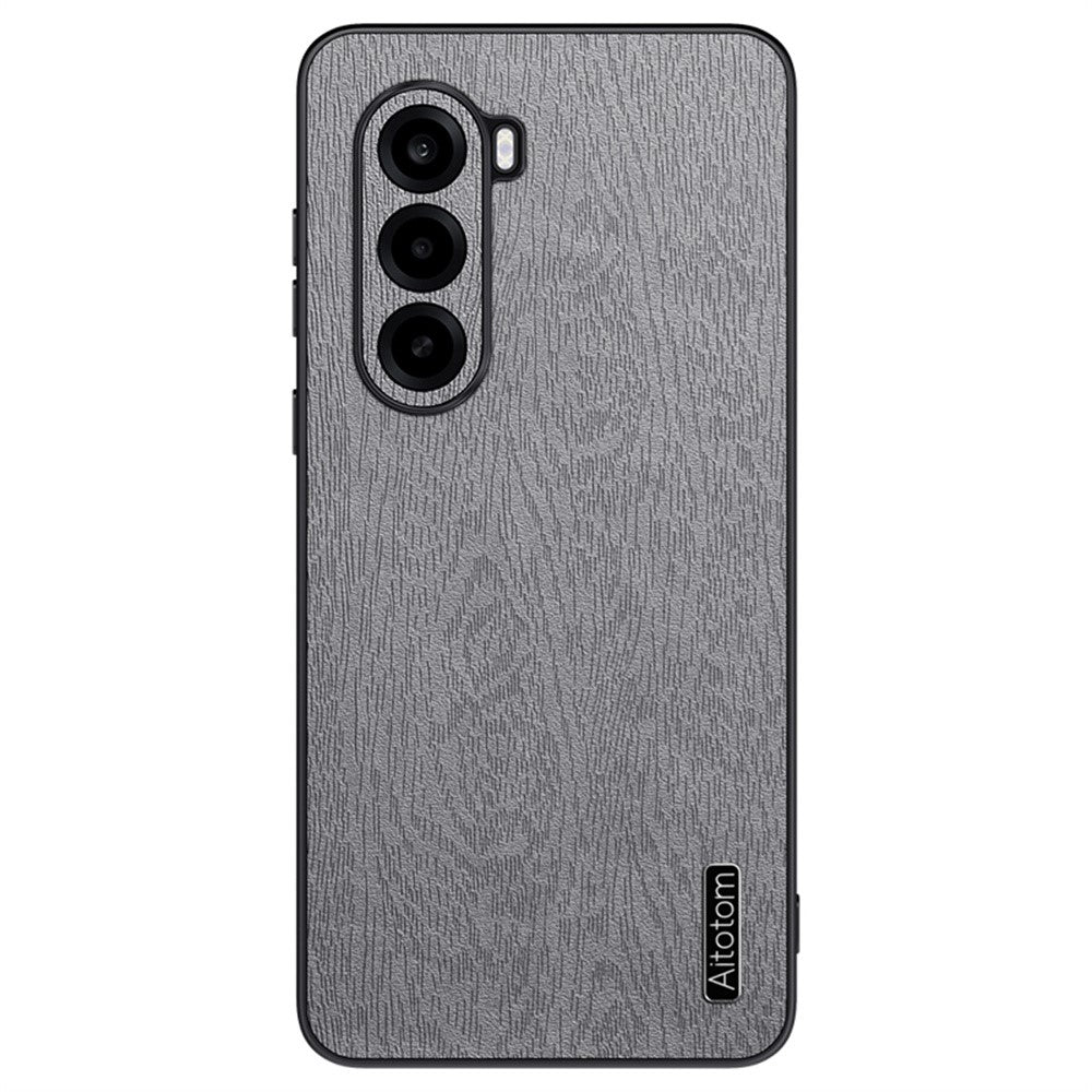 For OnePlus Turbo 6X 5G Case Wood Texture PU Leather Coated PC TPU Phone Cover