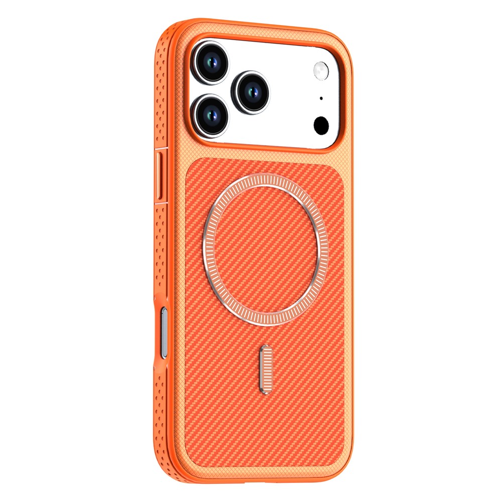 Til iPhone 17 Pro Max / 18 Pro Max Magnetisk Cover i Kulfiberstruktur PC + TPU Telefoncover med Uafhængige Knapper