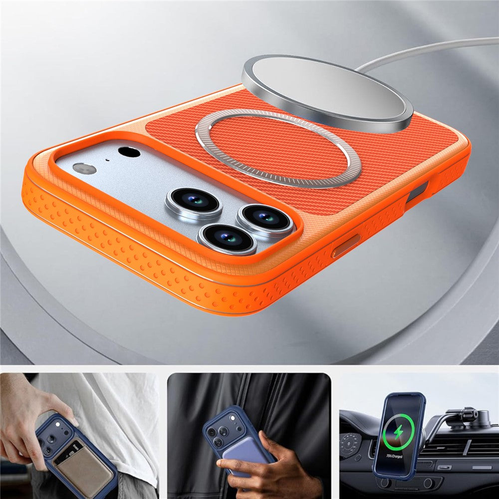 Til iPhone 17 Pro Max / 18 Pro Max Magnetisk Cover i Kulfiberstruktur PC + TPU Telefoncover med Uafhængige Knapper