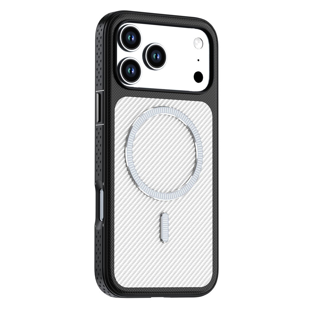 Til iPhone 17 Pro Max / 18 Pro Max Magnetisk Cover i Kulfiberstruktur PC + TPU Telefoncover med Uafhængige Knapper