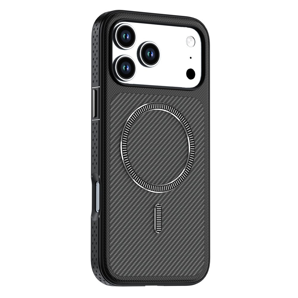 Til iPhone 17 Pro Max / 18 Pro Max Magnetisk Cover i Kulfiberstruktur PC + TPU Telefoncover med Uafhængige Knapper