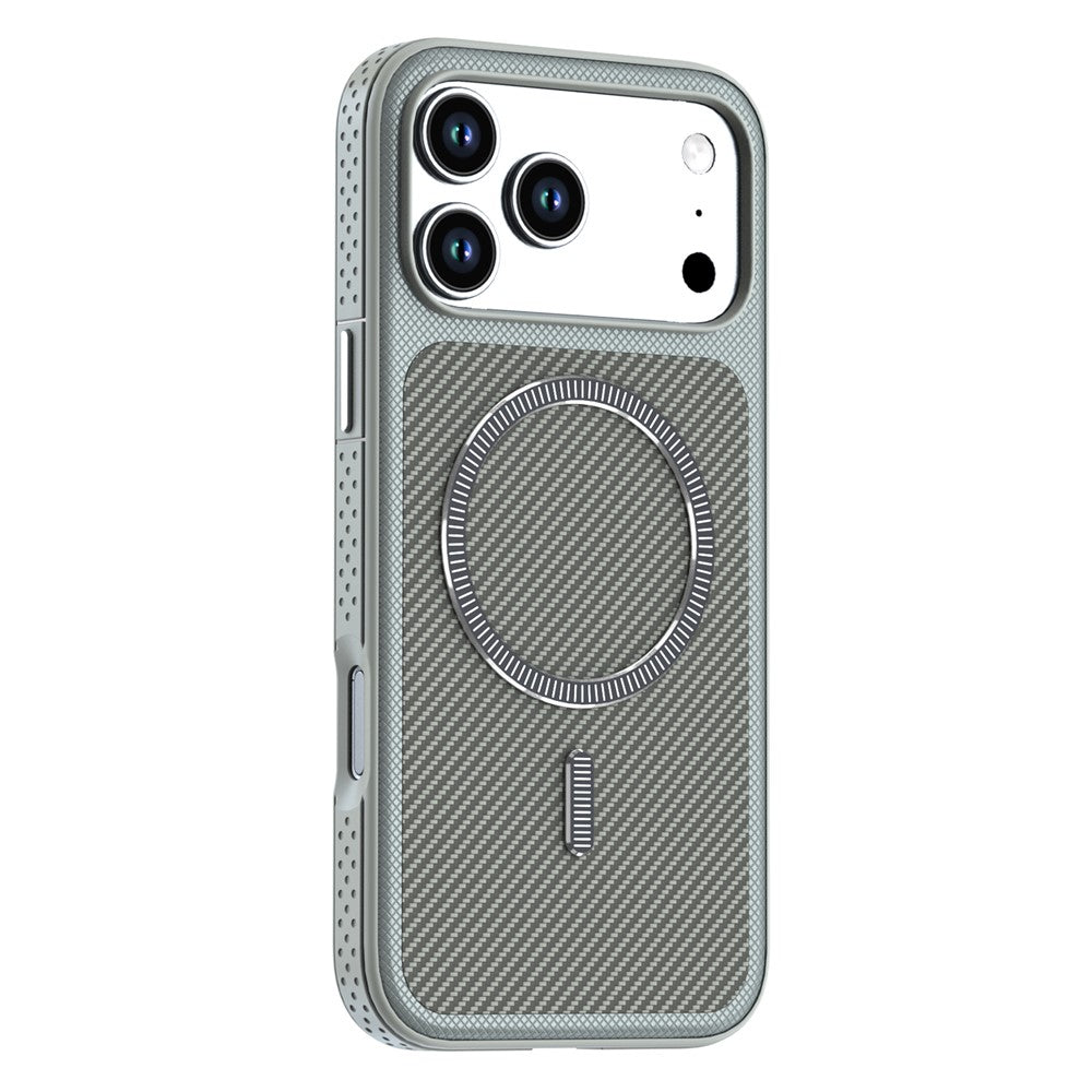Til iPhone 17 Pro Max / 18 Pro Max Magnetisk Cover i Kulfiberstruktur PC + TPU Telefoncover med Uafhængige Knapper