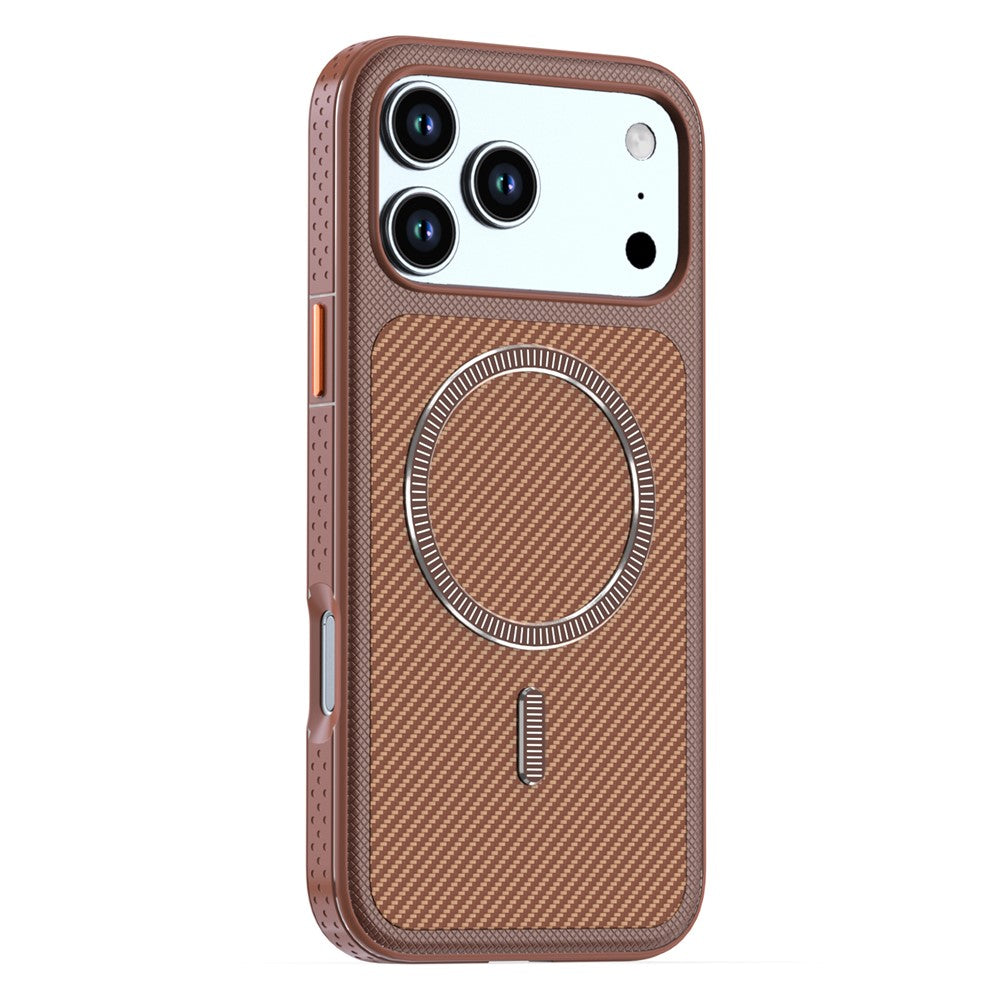 Til iPhone 17 Pro Max / 18 Pro Max Magnetisk Cover i Kulfiberstruktur PC + TPU Telefoncover med Uafhængige Knapper