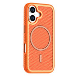 For iPhone 16 Magnetic Case Carbon Fiber Texture PC + TPU Phone Cover with Independent Button