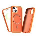 For iPhone 15 Magnetic Case Carbon Fiber Texture PC + TPU Phone Cover with Independent Button