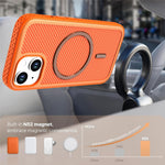 For iPhone 15 Magnetic Case Carbon Fiber Texture PC + TPU Phone Cover with Independent Button