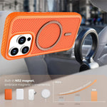 For iPhone 14 Pro Max Magnetic Case Carbon Fiber Texture PC + TPU Phone Cover with Independent Button