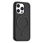 For iPhone 13 Pro Max Magnetic Case Carbon Fiber Texture PC + TPU Phone Cover with Independent Button