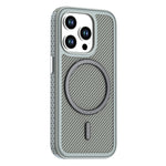For iPhone 13 Pro Max Magnetic Case Carbon Fiber Texture PC + TPU Phone Cover with Independent Button
