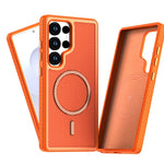 Magnetisk cover til Samsung Galaxy S24 med kolfibertekstur, PC + TPU-mobilcover med separat knap