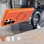 Magnetisk cover til Samsung Galaxy S24 med kolfibertekstur, PC + TPU-mobilcover med separat knap