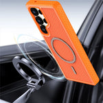 Magnetisk cover til Samsung Galaxy S24 med kolfibertekstur, PC + TPU-mobilcover med separat knap