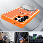 Magnetisk cover til Samsung Galaxy S24 med kolfibertekstur, PC + TPU-mobilcover med separat knap