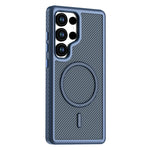 Magnetisk cover til Samsung Galaxy S24 med kolfibertekstur, PC + TPU-mobilcover med separat knap
