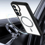 For Samsung Galaxy S26+ Magnetic Case Carbon Fiber Texture PC + TPU Phone Cover with Independent Button