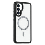 Til Samsung Galaxy A36 5G Magnetisk Etui Kulfiber Tekstur PC + TPU Telefoncover med Uafhængig Knap
