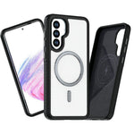 Til Samsung Galaxy A36 5G Magnetisk Etui Kulfiber Tekstur PC + TPU Telefoncover med Uafhængig Knap