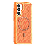 Til Samsung Galaxy A36 5G Magnetisk Etui Kulfiber Tekstur PC + TPU Telefoncover med Uafhængig Knap