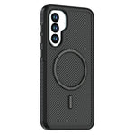 For Samsung Galaxy A56 5G Magnetic Case Carbon Fiber Texture PC + TPU Phone Cover with Independent Button