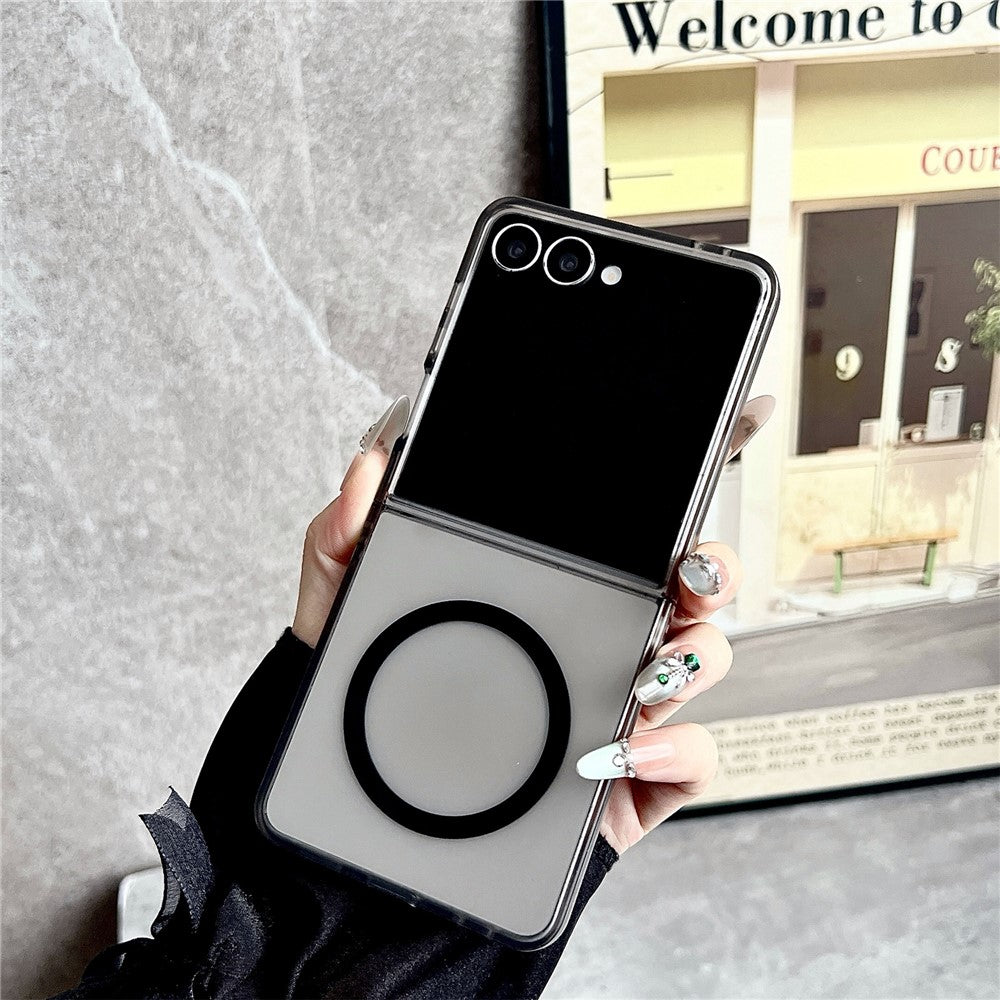 For Samsung Galaxy Z Flip7 5G Magnetic Case Matte Transparent TPU + PC Shockproof Cover