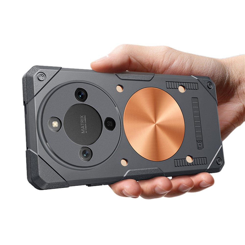 For Honor X70 Pro Max 5G Case Copper Heat Dissipation TPU + Metal Cooling Phone Cover Support Magnetic Car Mount