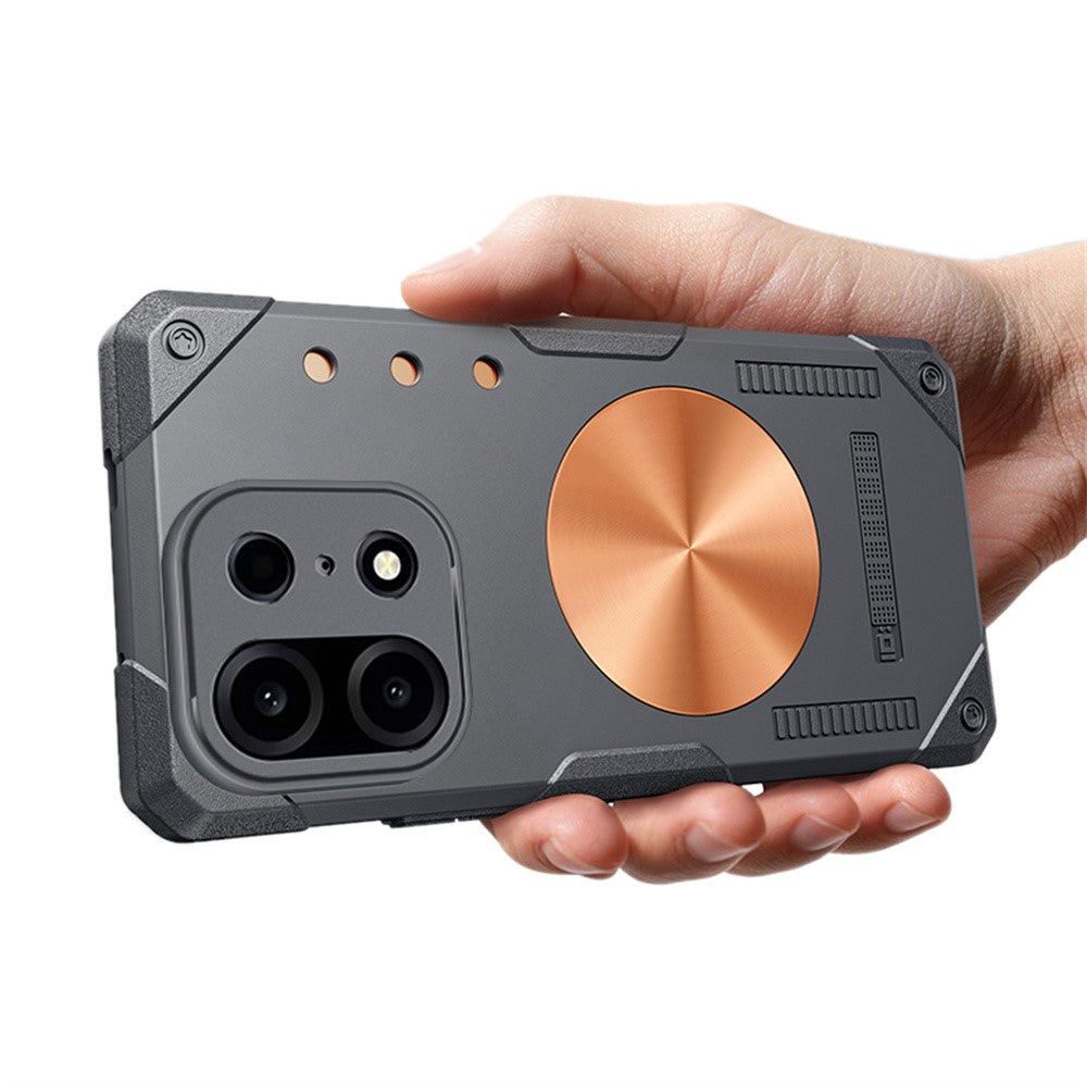OnePlus Turbo 6X Pro 5G-cover i kobber med varmeafledende TPU + metal, understøtter magnetisk bilholder