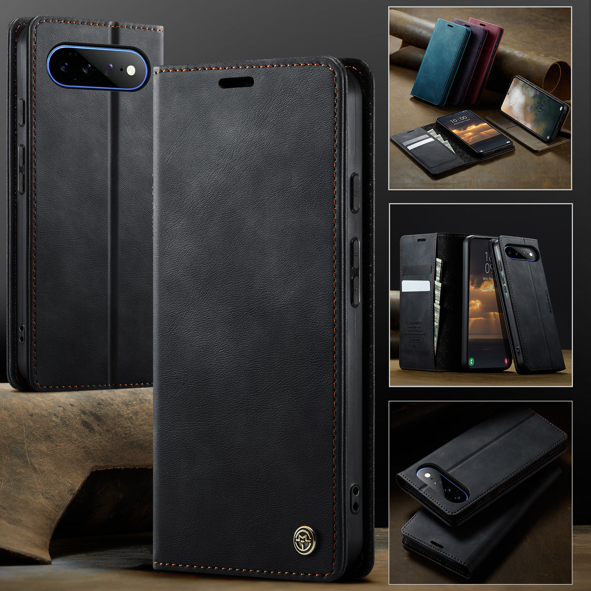 CASEME til Google Pixel 11 Pro XL 033 Series Etui RFID Blokerende Pung Stand Kalvetekstur Læder Telefoncover