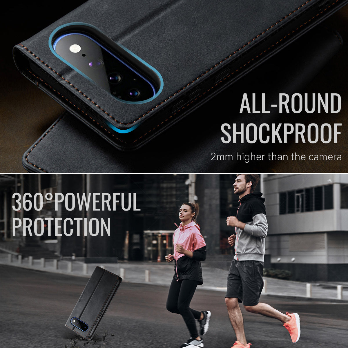 CASEME til Google Pixel 11 Pro XL 033 Series Etui RFID Blokerende Pung Stand Kalvetekstur Læder Telefoncover