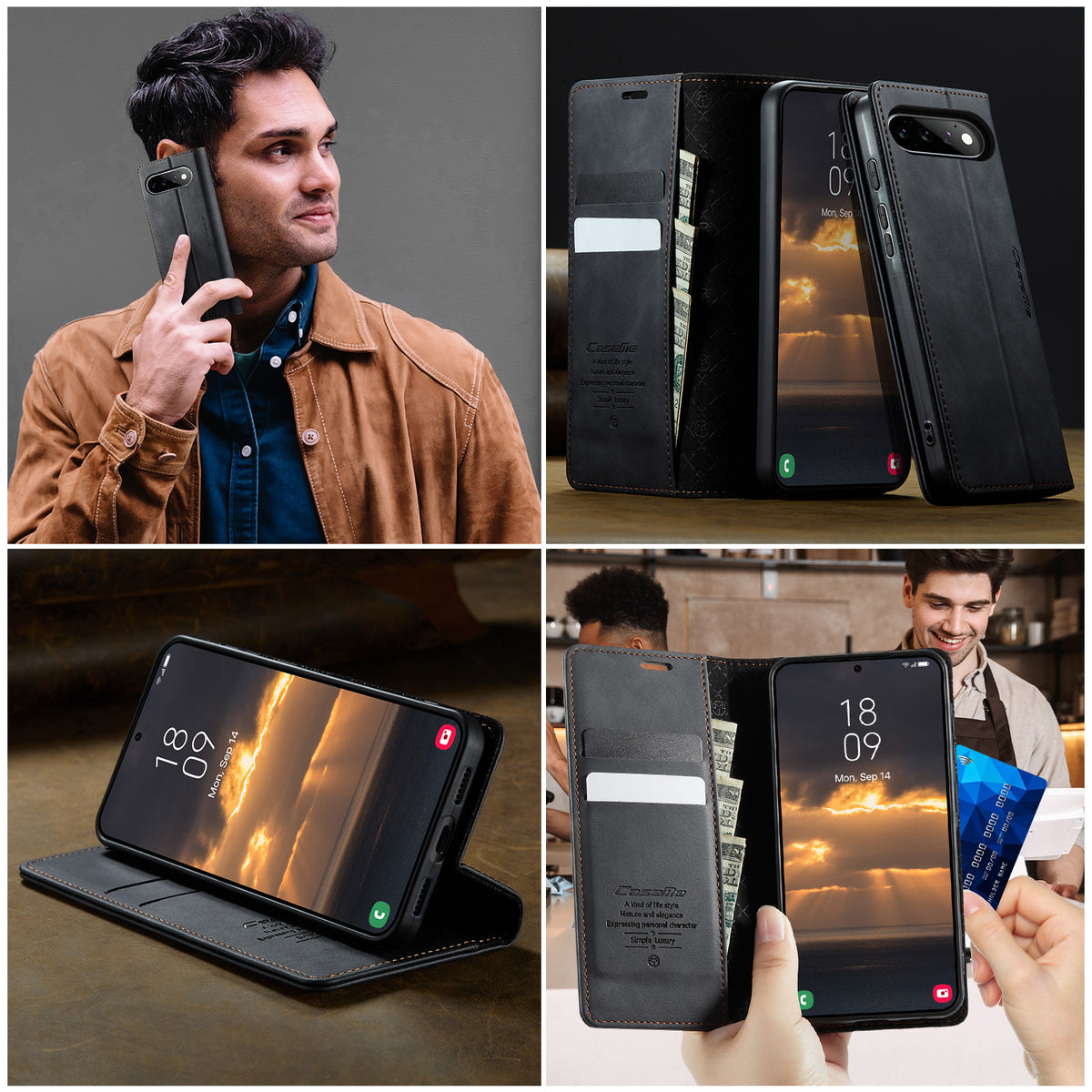 CASEME for Google Pixel 11 Pro / Google Pixel 11 033 Series Case RFID Blocking Wallet Stand Calf Texture Leather Phone Cover