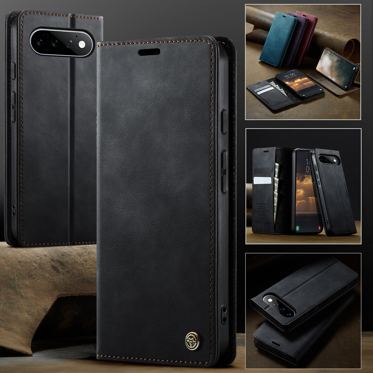 CASEME for Google Pixel 11 Pro / Google Pixel 11 033 Series Case RFID Blocking Wallet Stand Calf Texture Leather Phone Cover