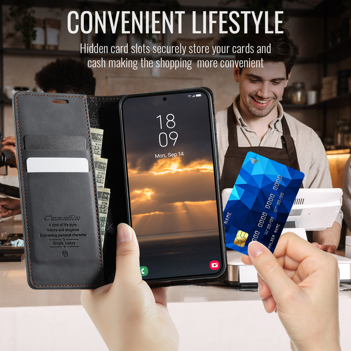 CASEME for Google Pixel 11 Pro / Google Pixel 11 033 Series Case RFID Blocking Wallet Stand Calf Texture Leather Phone Cover
