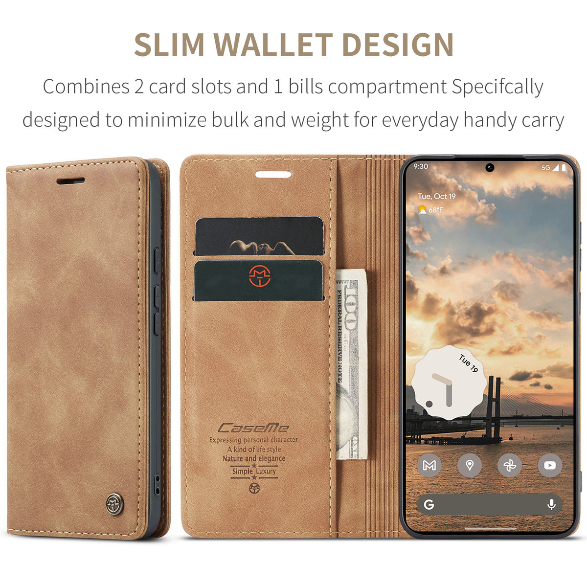 CASEME for Google Pixel 11 Pro / Google Pixel 11 Wallet Case  013 Series PU Leather Phone Cover Stand