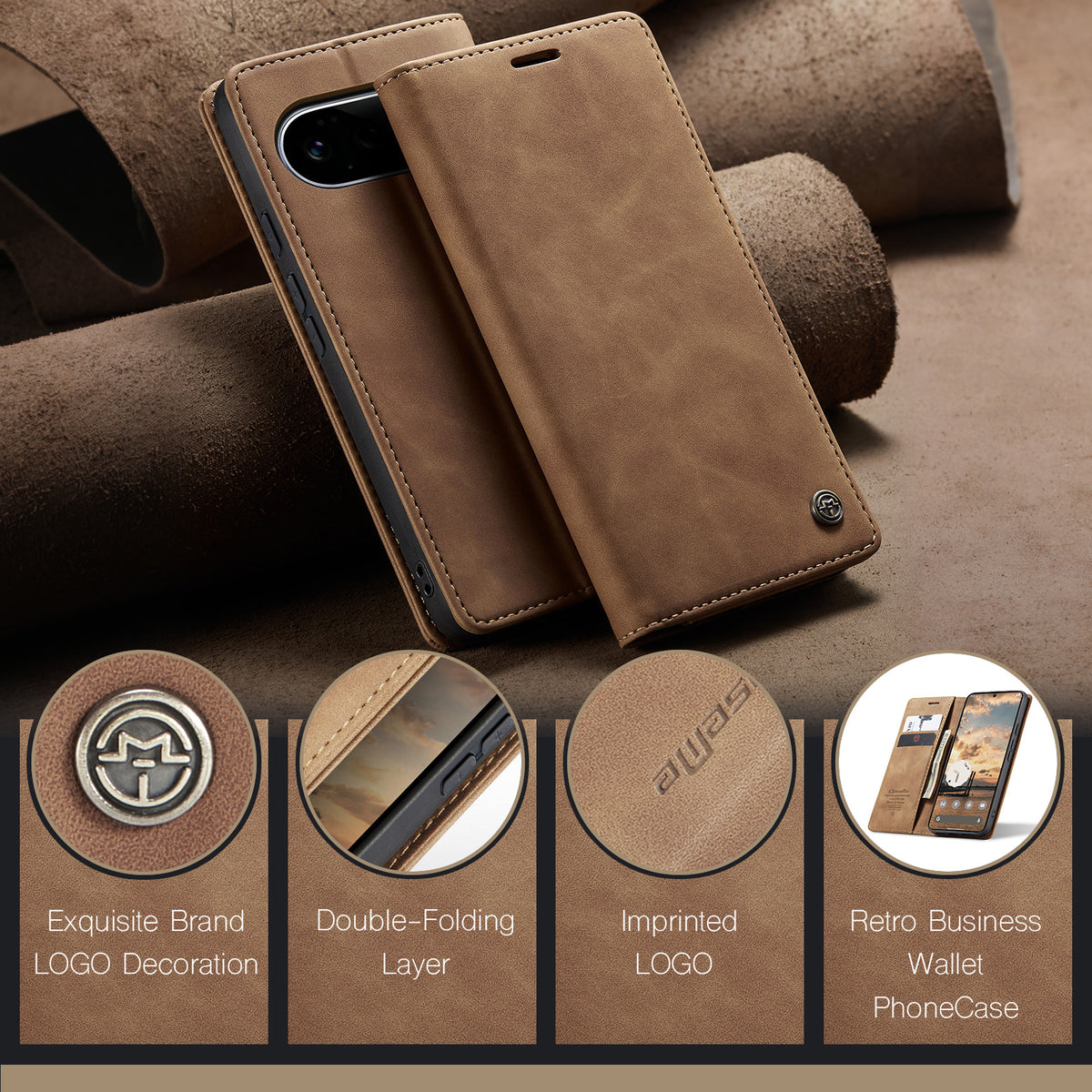 CASEME for Google Pixel 11 Pro / Google Pixel 11 Wallet Case  013 Series PU Leather Phone Cover Stand