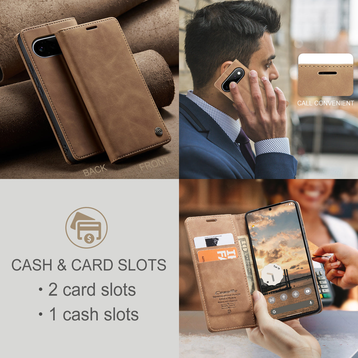 CASEME for Google Pixel 11 Pro / Google Pixel 11 Wallet Case  013 Series PU Leather Phone Cover Stand
