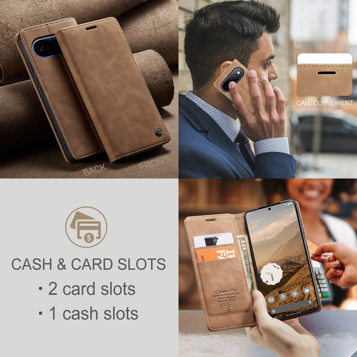 CASEME 013 Google Pixel 11 Pro XL Plånboksfodral - Brun