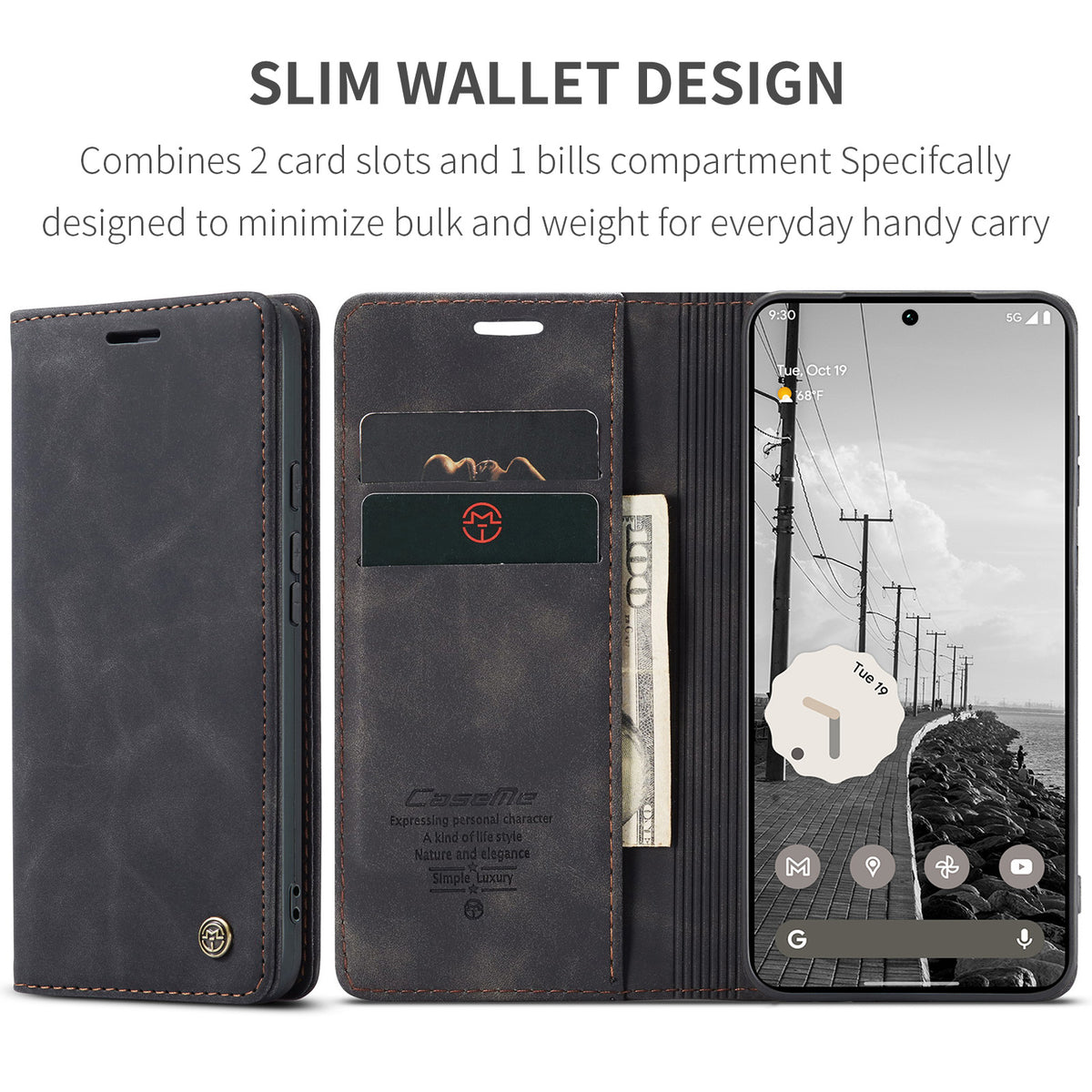 CASEME 013 Google Pixel 11 Pro XL Plånboksfodral - Svart