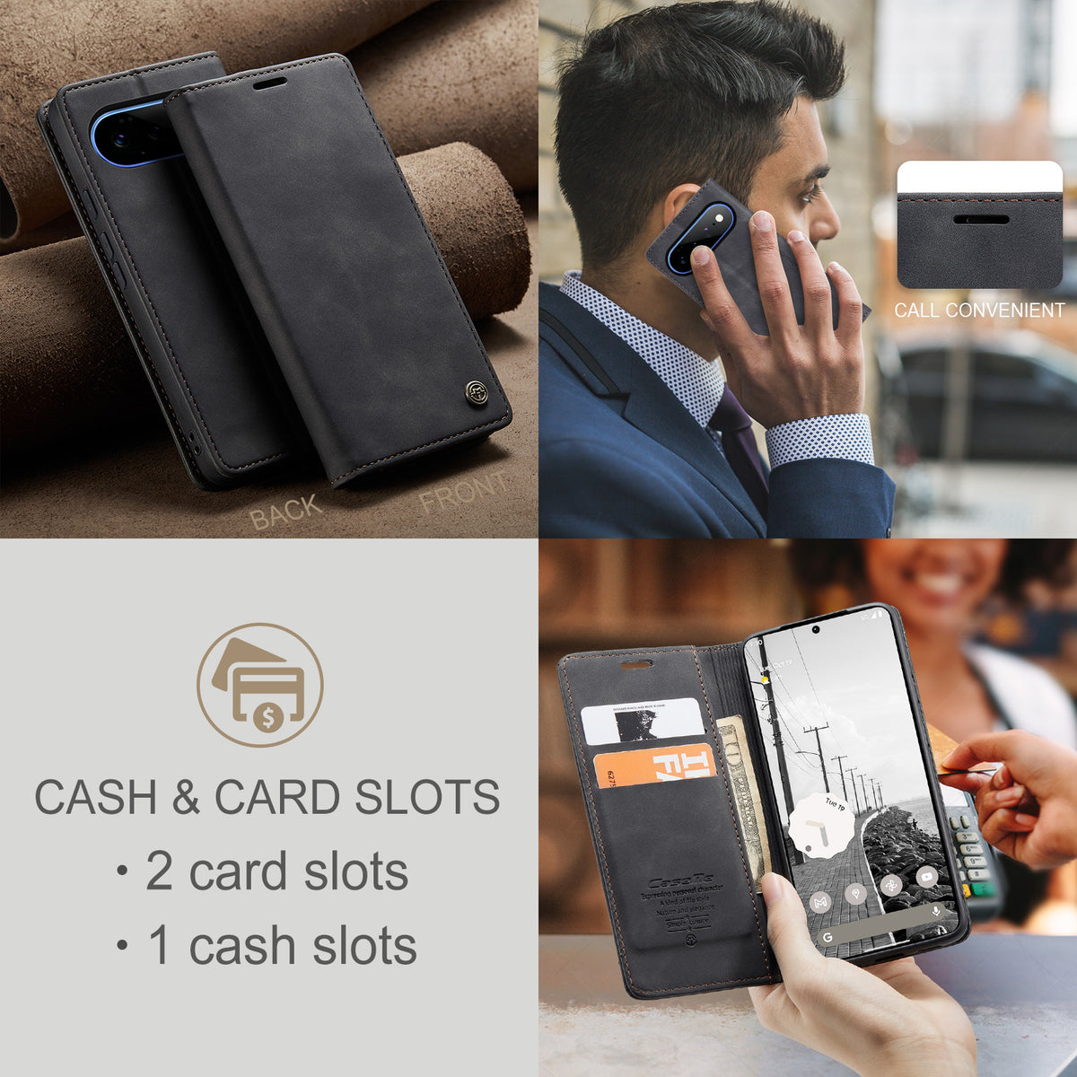 CASEME 013 Google Pixel 11 Pro XL Plånboksfodral - Svart