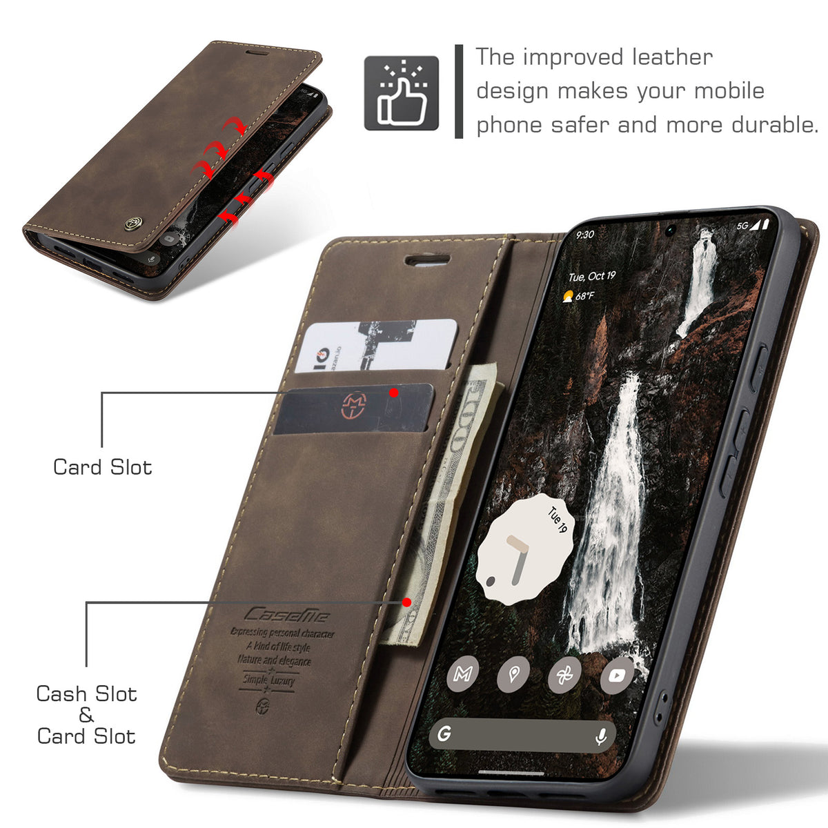 CASEME 013 Google Pixel 11 Pro XL Plånboksfodral - Kaffe