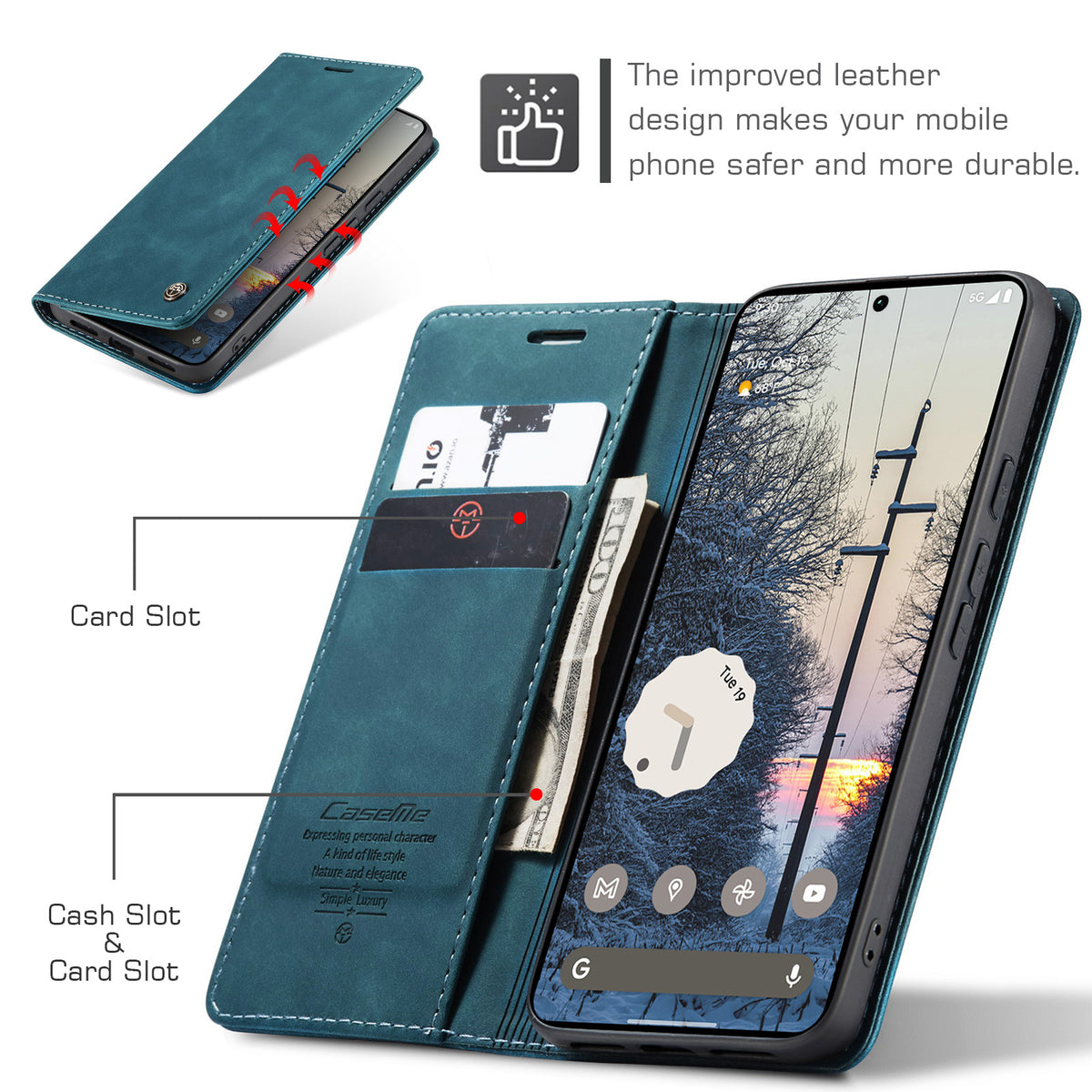 CASEME 013 Google Pixel 11 Pro XL Plånboksfodral - Blå