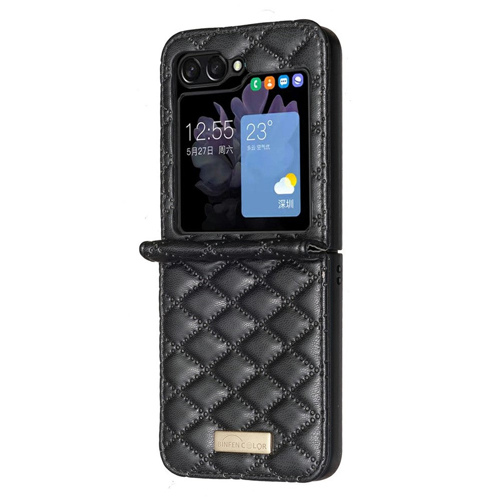 BINFEN COLOR For Samsung Galaxy Z Flip8 Case Rhombus PU Leather Shockproof Phone Cover