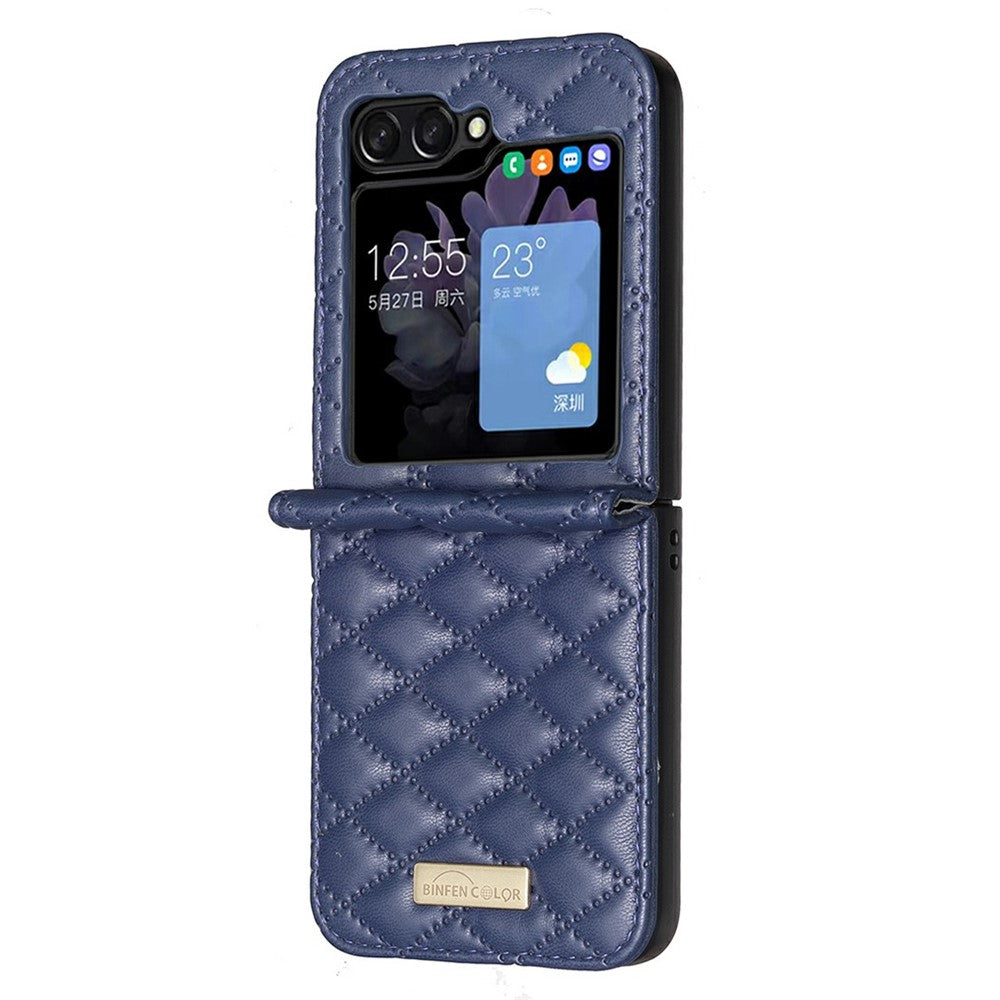BINFEN COLOR For Samsung Galaxy Z Flip8 Case Rhombus PU Leather Shockproof Phone Cover