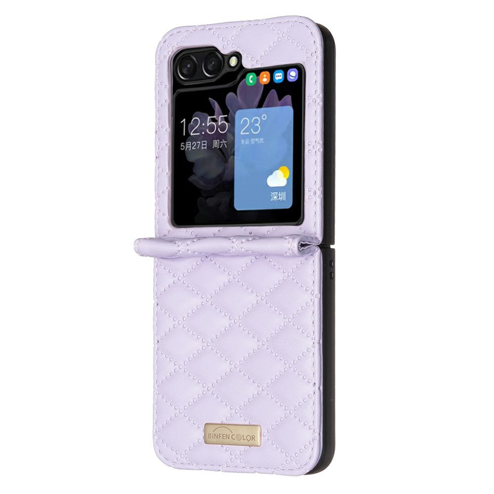 BINFEN COLOR For Samsung Galaxy Z Flip8 Case Rhombus PU Leather Shockproof Phone Cover
