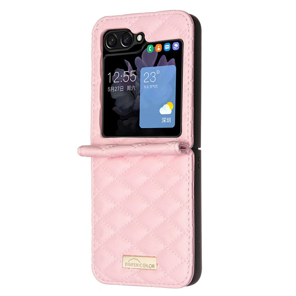 BINFEN COLOR For Samsung Galaxy Z Flip8 Case Rhombus PU Leather Shockproof Phone Cover