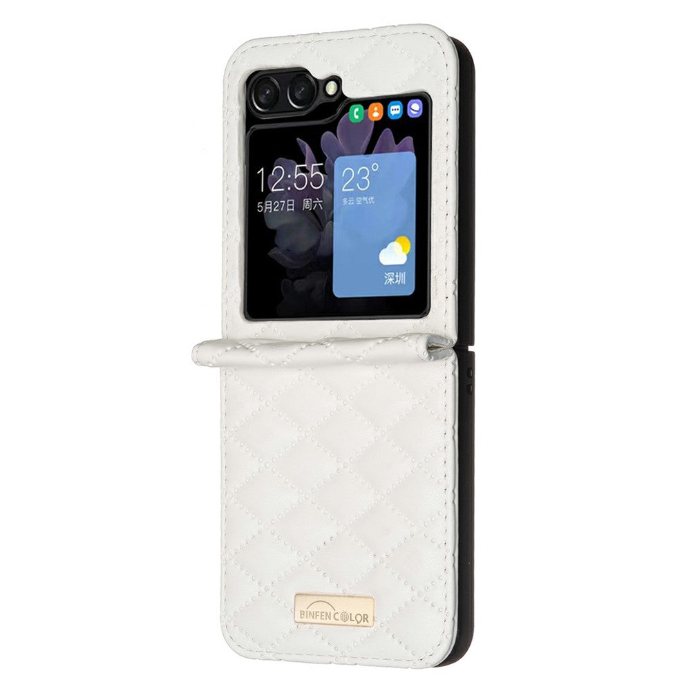 BINFEN COLOR For Samsung Galaxy Z Flip8 Case Rhombus PU Leather Shockproof Phone Cover