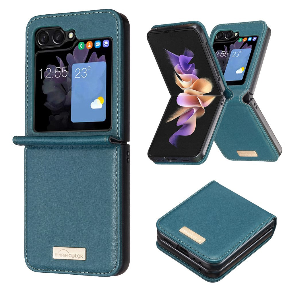 BINFEN COLOR for Samsung Galaxy Z Flip8 Case PU Leather + PC Shockproof Phone Cover