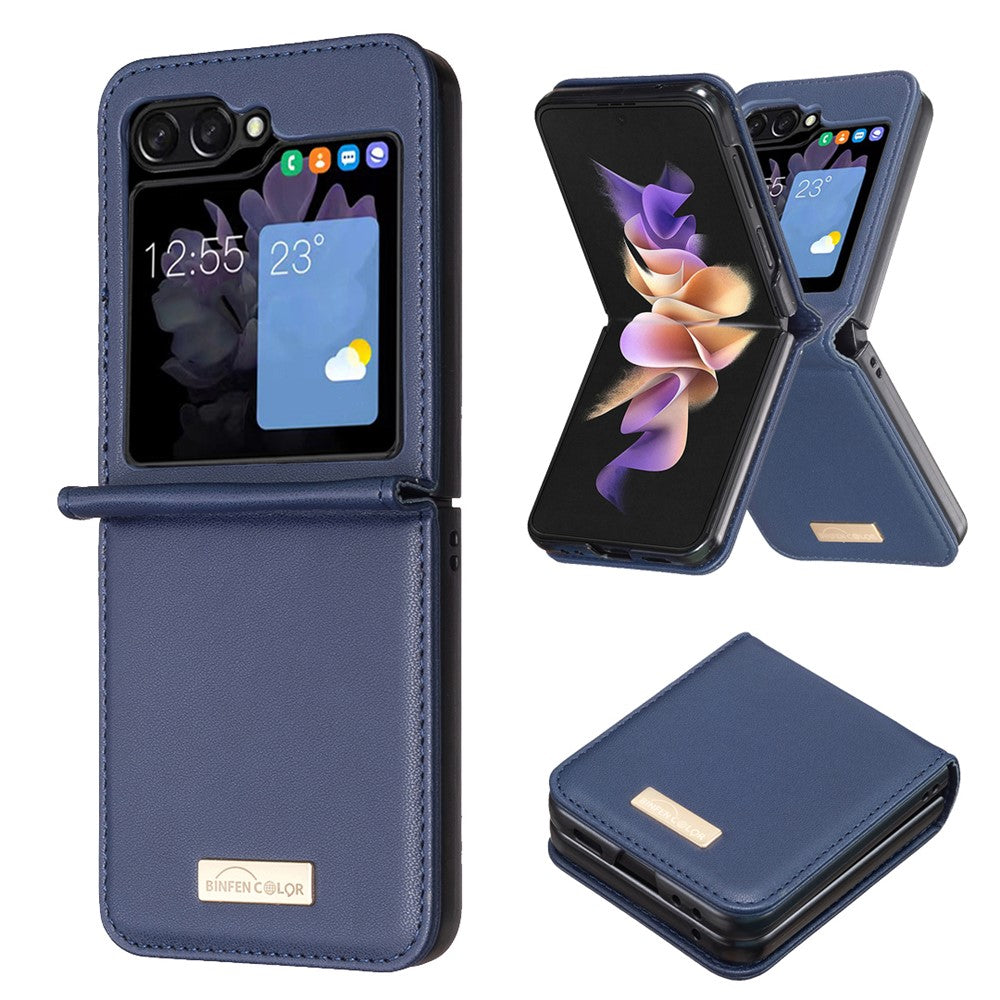 BINFEN COLOR for Samsung Galaxy Z Flip8 Case PU Leather + PC Shockproof Phone Cover