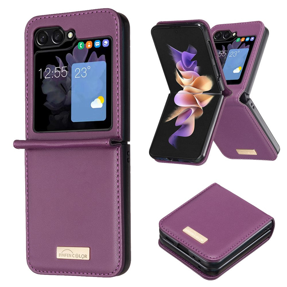 BINFEN COLOR for Samsung Galaxy Z Flip8 Case PU Leather + PC Shockproof Phone Cover
