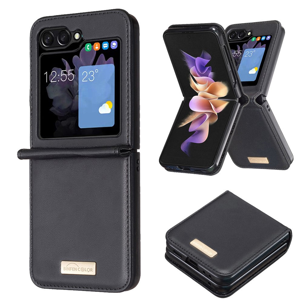 BINFEN COLOR for Samsung Galaxy Z Flip8 Case PU Leather + PC Shockproof Phone Cover