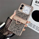 For Huawei nova Flip 5G Case with Ring Holder Kickstand Bow Design Glitter PC Phone Cover